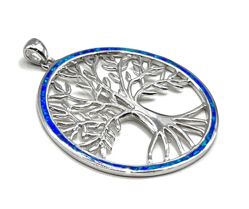 Sterling Silver with Opal Tree of Life Pendant